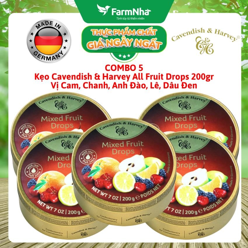 (Combo 5) Kẹo trái cây Cavendish & Harvey vị ALL FRUIT 200gr - Sản phẩm nhập khẩu từ Đức