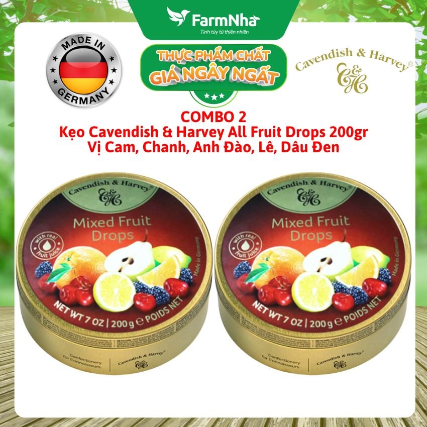 (Combo 2) Kẹo trái cây Cavendish & Harvey vị ALL FRUIT 200gr - Sản phẩm nhập khẩu từ Đức