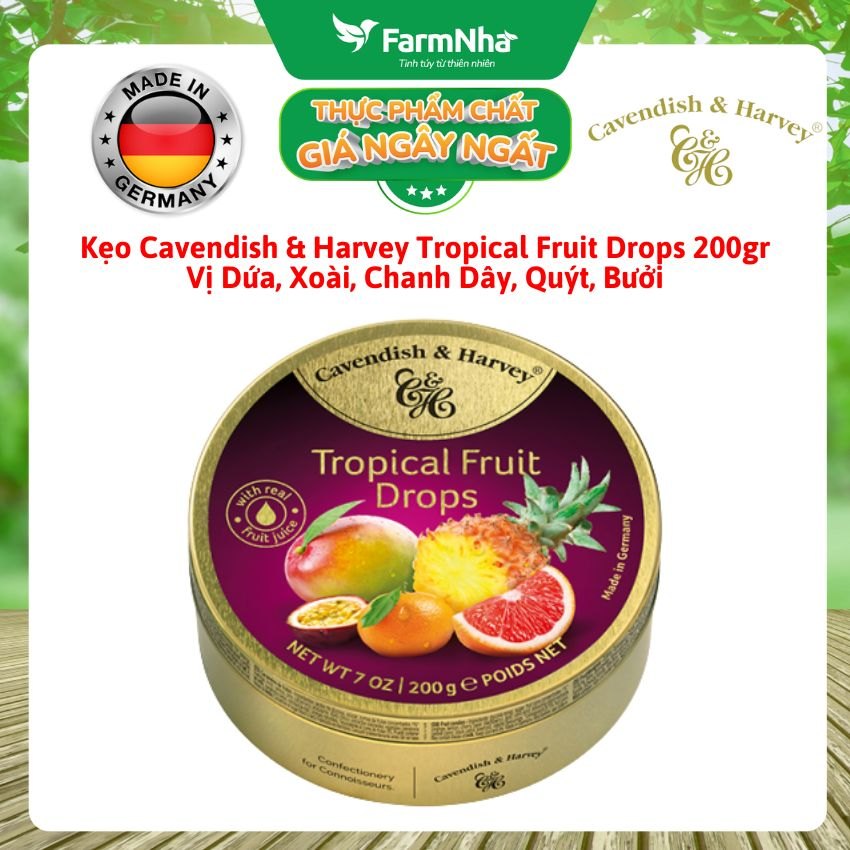 Kẹo trái cây Cavendish & Harvey vị TROPICAL FRUIT 200gr - Hương vị tự nhiên tuyệt vời từ Đức