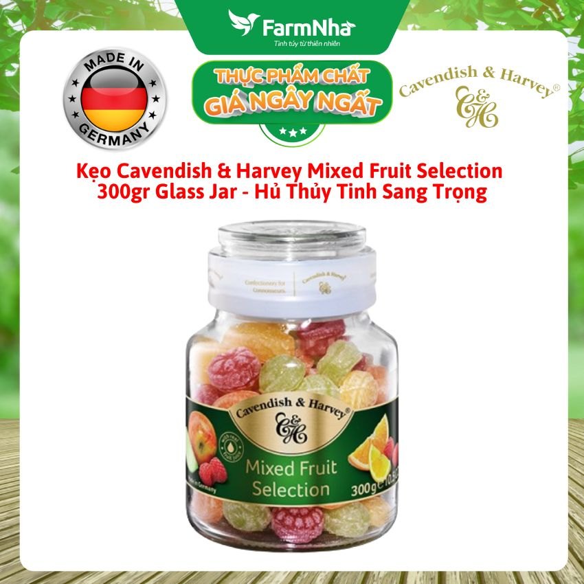 Kẹo Trái Cây Cavendish & Harvey Mixed Fruit Selection 300g Thủy Tinh Sang Trọng - Vị Trái Cây Tự Nhiên