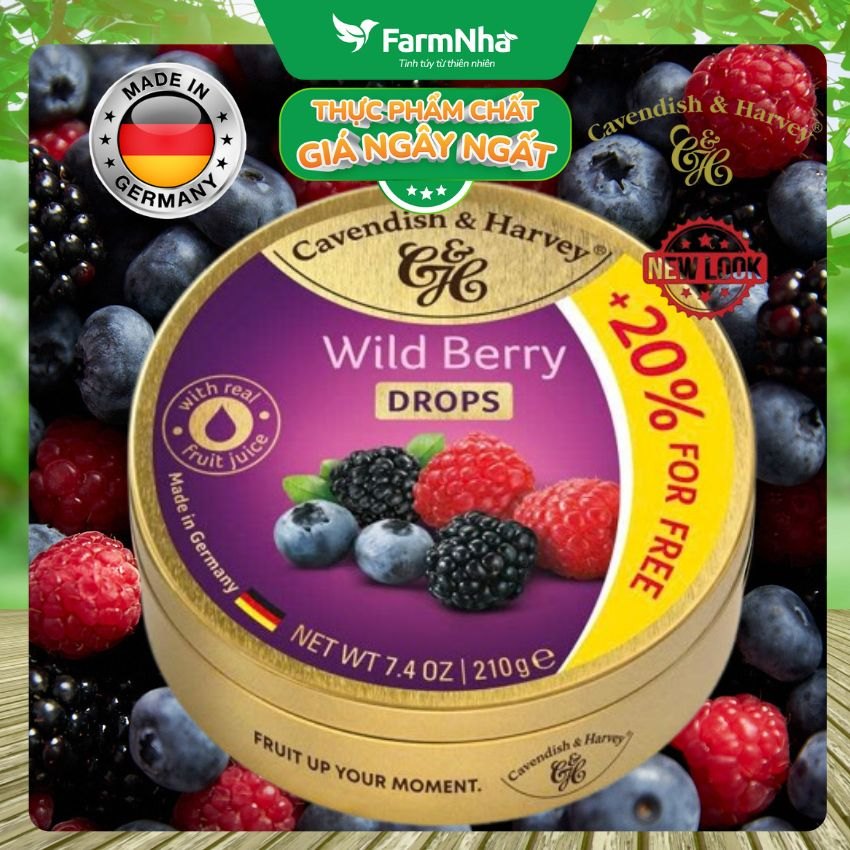 Kẹo Cavendish & Harvey Wild Berry 210g Hộp Thiếc - Kẹo Đức vị Trái Cây Tự Nhiên