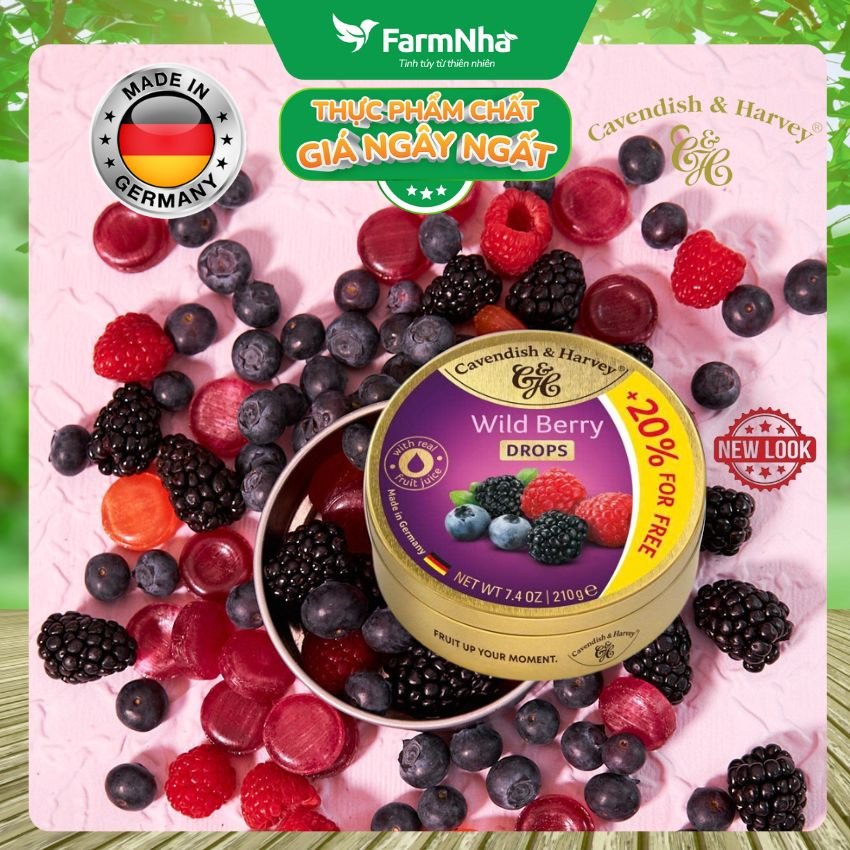 (Combo 3) Kẹo Cavendish & Harvey Wild Berry 210g Hộp Thiếc - Kẹo Đức vị Trái Cây Tự Nhiên