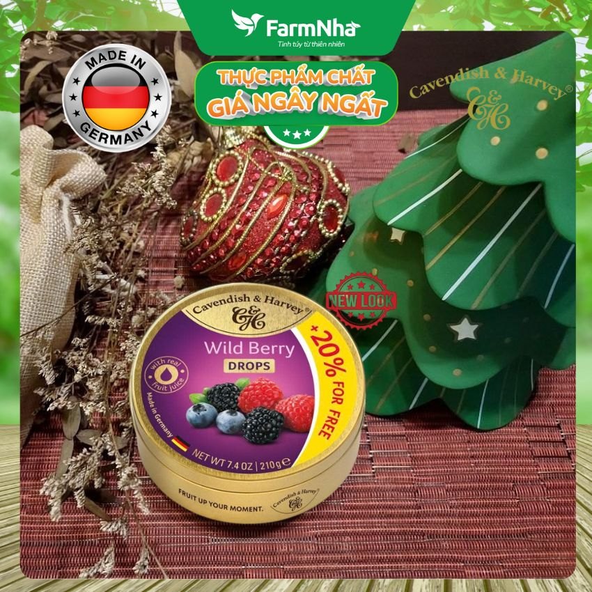 (Combo 5) Kẹo Cavendish & Harvey Wild Berry 210g Hộp Thiếc - Kẹo Đức vị Trái Cây Tự Nhiên