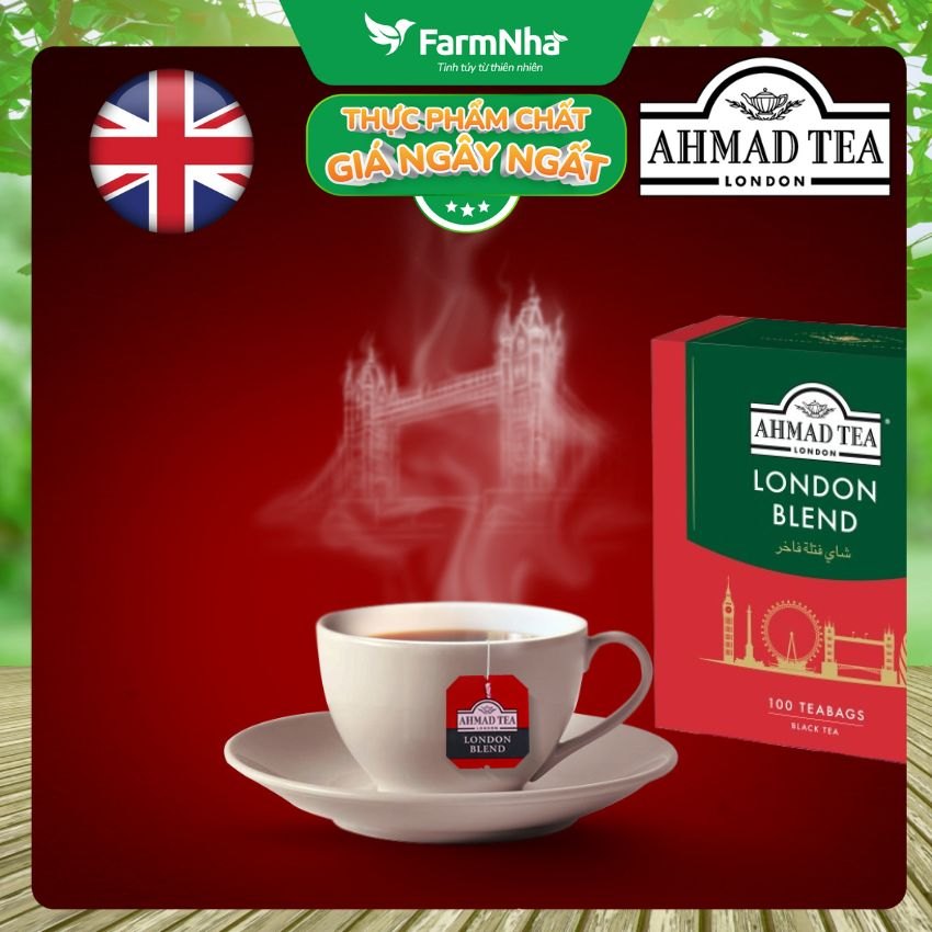 Trà Ahmad London Blend 200g 100x2g Túi Lọc - Hương vị trà đen cổ điển kiểu Anh