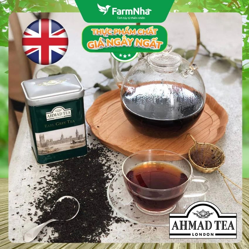 Trà Ahmad Earl Grey Tea 100g Hộp Thiếc Pha Ấm - Trà Bá Tước Với Hương Cam Bergamot Tinh Túy