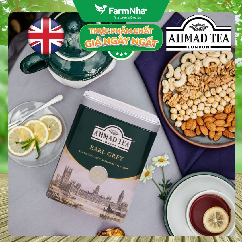 (Combo 2) Trà Ahmad Earl Grey Tea 100g Hộp Thiếc Pha Ấm - Trà Bá Tước Với Hương Cam Bergamot Tinh Túy