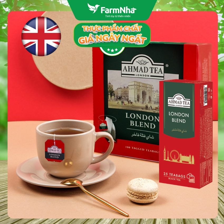 (Combo 2) Trà Ahmad London Blend 50g 25x2g Túi Lọc - Hương vị trà đen cổ điển kiểu Anh