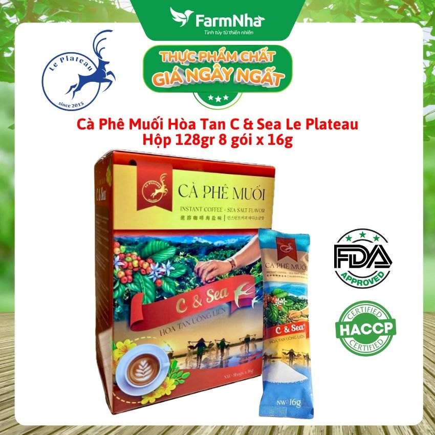 Cà Phê Muối C & Sea 118gr Hộp 8góix16g Hòa Tan Le Plateau - Đậm Đà Mặn Mà Vị Biển