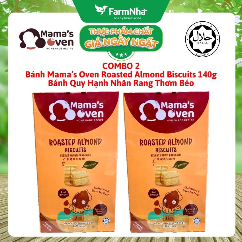 (Combo 2) Bánh Mama's Oven Roasted Almond Biscuits 140g - Bánh Quy Hạnh Nhân Rang Thơm Giòn