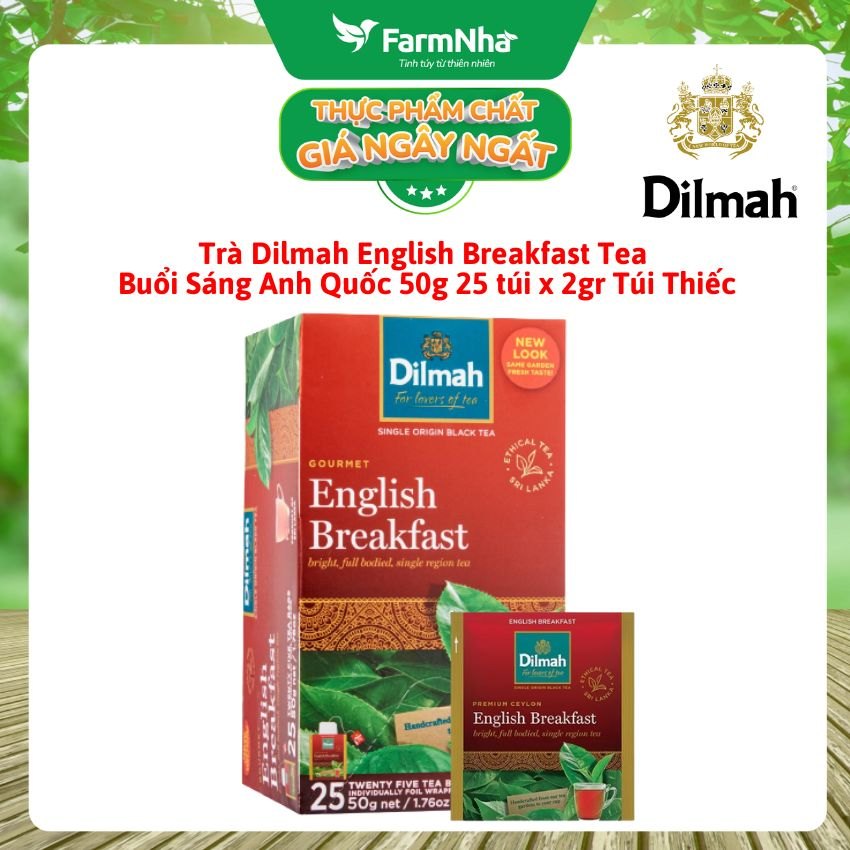 Trà Dilmah English Breakfast Tea 50g 25 Túix2g Túi Thiếc – Trà Buổi Sáng Anh Quốc Tuyệt Vời