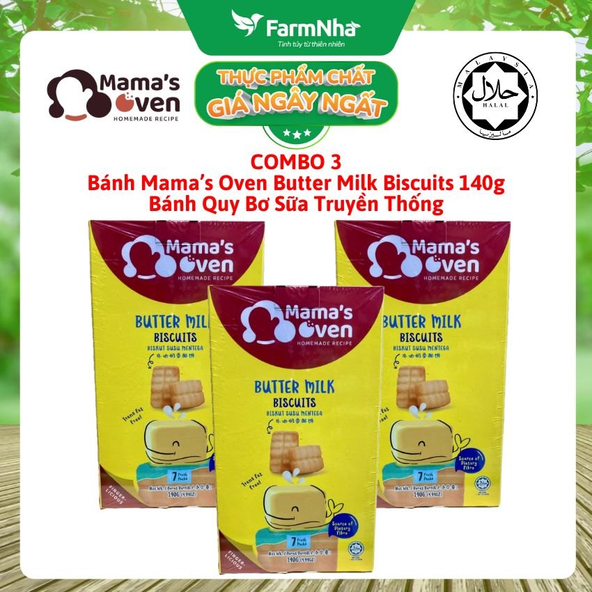 (Combo 3) Bánh Mama’s Oven Butter Milk Biscuits 140g – Bánh Quy Bơ Sữa Giòn Ngon