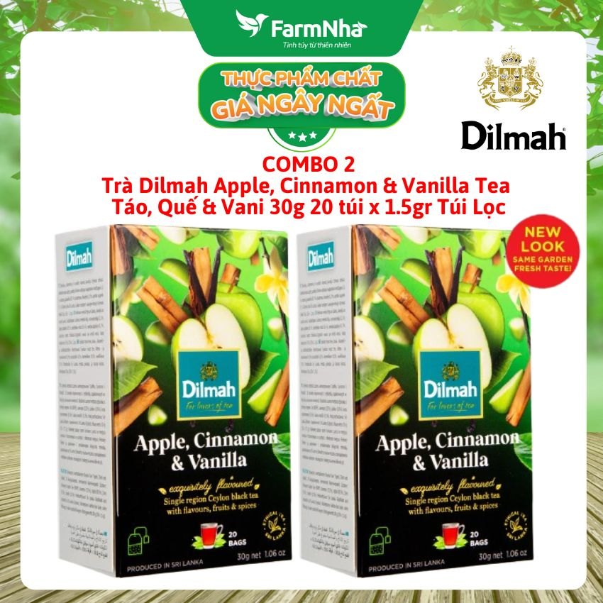 (Combo 2 hộp )Trà Dilmah Apple Cinnamon & Vanilla Hương Táo Quế & Vanilla 30g 20 túi x 1.5gr