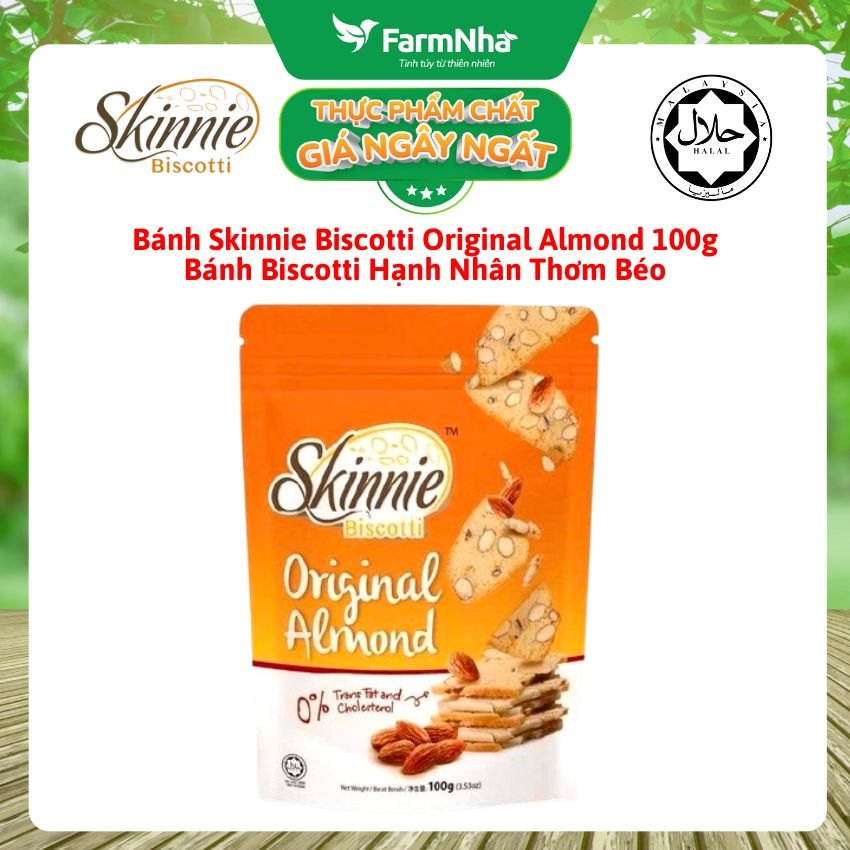 Bánh Skinnie Biscotti Original Almond 100g - Biscotti Hạnh Nhân Truyền Thống Thơm Béo