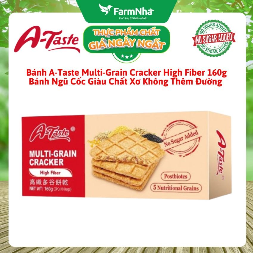 Bánh A-Taste Multi-Grain Cracker High Fiber 160g - Ngũ Cốc Giàu Chất Xơ Không Thêm Đường