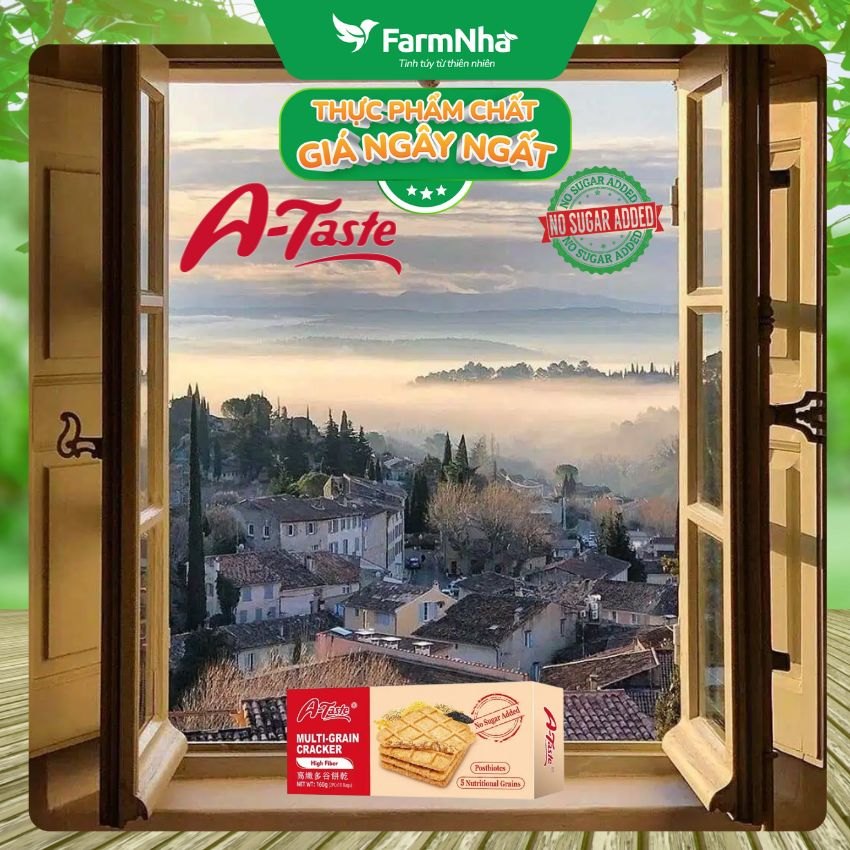(Combo 2) Bánh A-Taste Multi-Grain Cracker High Fiber 160g - Ngũ Cốc Giàu Chất Xơ Không Thêm Đường