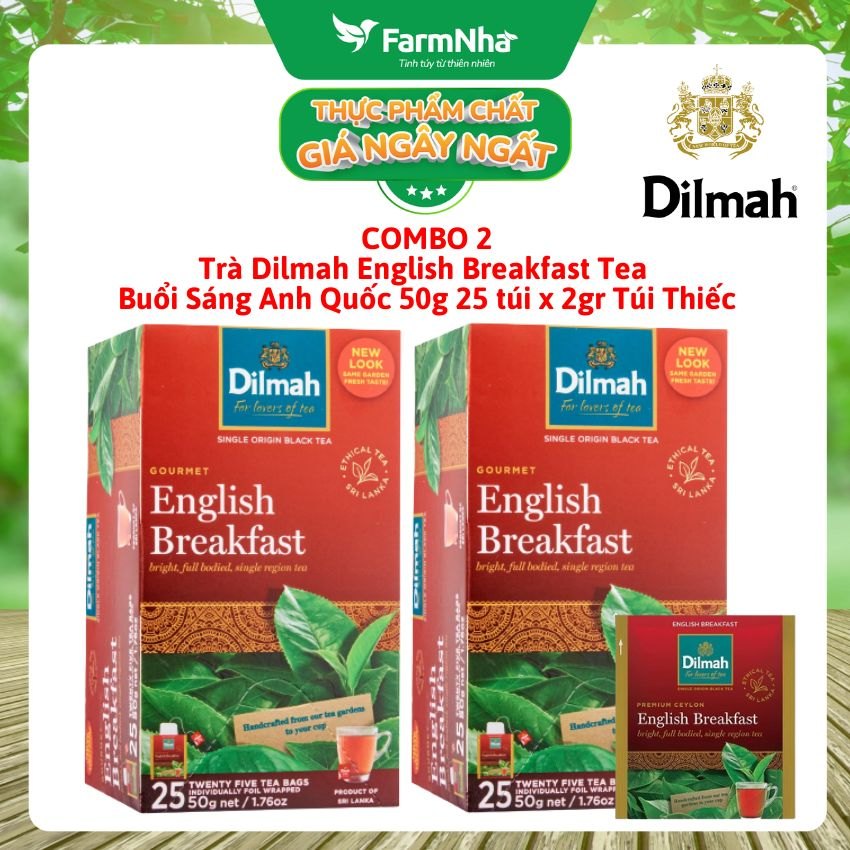 (Combo 2) Trà Dilmah English Breakfast Tea 50g 25 Túix2g Túi Thiếc – Trà Buổi Sáng Anh Quốc Tuyệt Vời