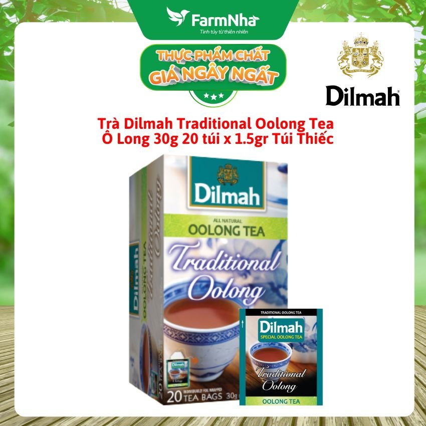Trà Dilmah Traditional Oolong Tea All Natural 30g 20 Túix1.5g Túi Bạc Riêng Biệt – Trà Ô Long Hương Vị Tự Nhiên Đậm Đà