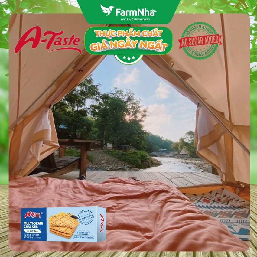 (Combo 3) Bánh A-Taste Multi-Grain Cracker Sea Salt Flavor 160g - Ngũ Cốc Vị Muối Biển Không Thêm Đường