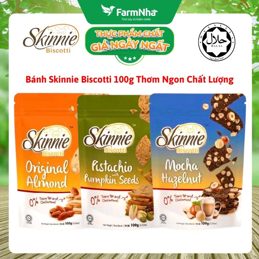 (Combo 2) Bánh Skinnie Biscotti Mocha Hazelnut 100g - Mocha Cà Phê Đậm Đà & Hạt Phỉ Béo Nhẹ