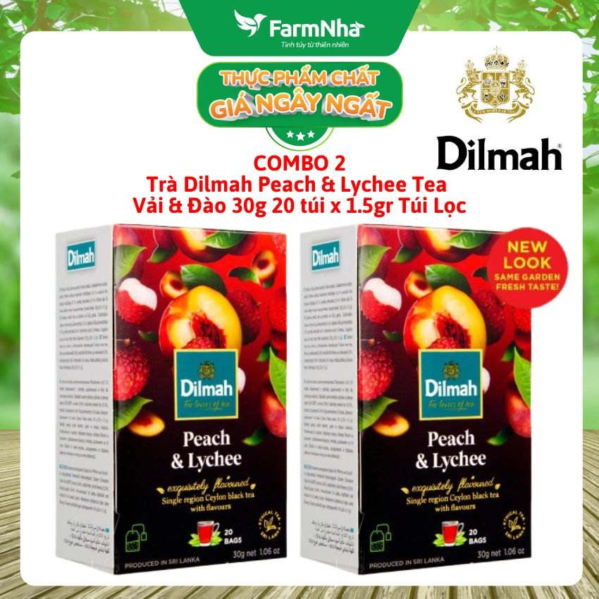 (Combo 2) Trà Dilmah Peach hương Đào túi lọc 30g 20 túi x 1.5g - Tinh hoa trà Sri Lanka