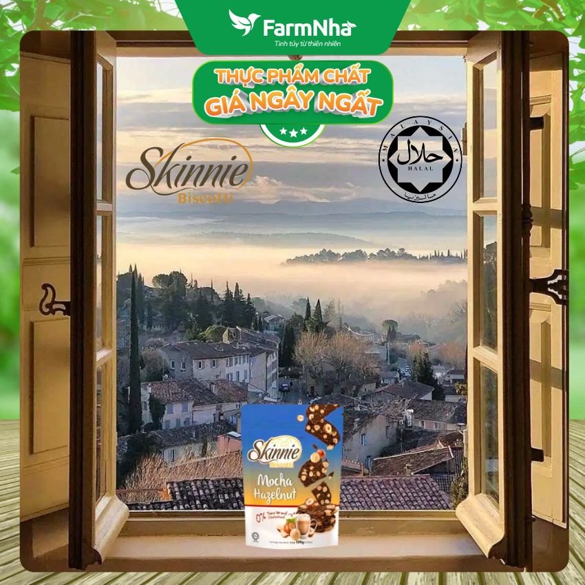 Bánh Skinnie Biscotti Mocha Hazelnut 100g - Mocha Cà Phê Đậm Đà & Hạt Phỉ Béo Nhẹ