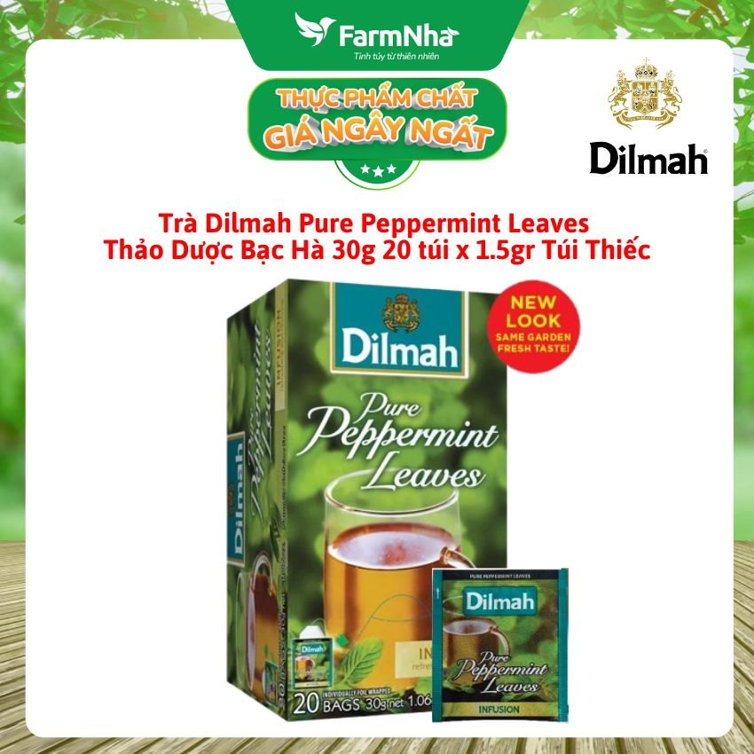 Trà Dilmah Pure Peppermint 30g 20 Túix1.5g Túi Bạc Riêng Biệt – Trà Thảo Dược Bạc Hà Thư Giãn Tinh Thần
