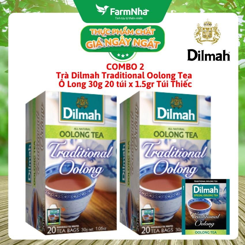 (Combo 2) Trà Dilmah Traditional Oolong Tea All Natural 30g 20 Túix1.5g Túi Bạc Riêng Biệt – Trà Ô Long Hương Vị Tự Nhiên Đậm Đà