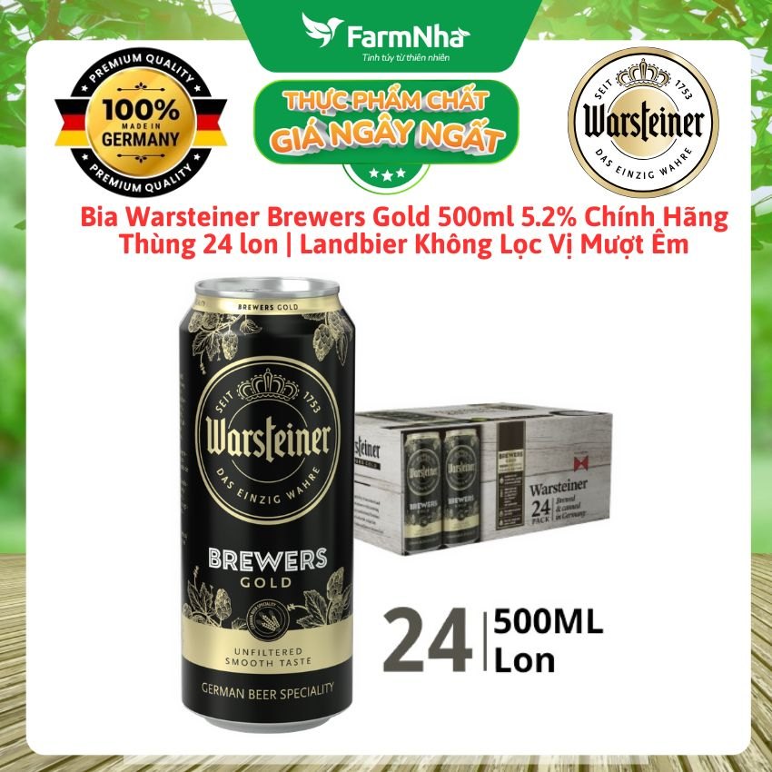 Bia Warsteiner Brewers Gold 5.2% 500ml Chính Hãng | Landbier Không Lọc Vị Mượt Êm