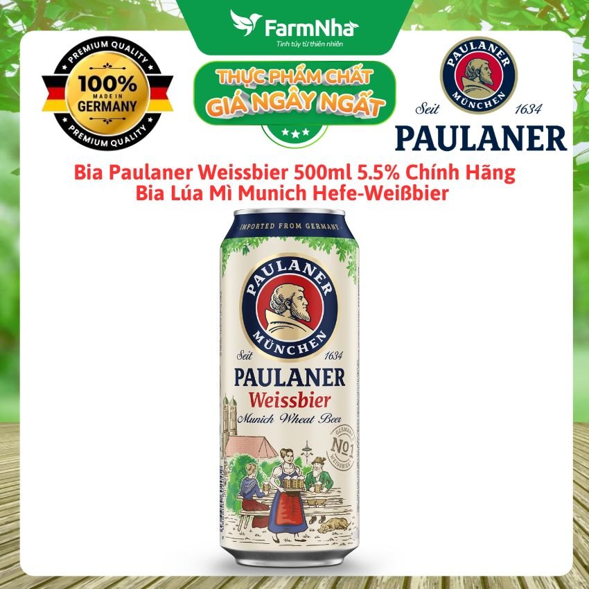Bia Paulaner Weissbier 5.5% 500ml Chính Hãng | Bia Lúa Mì Munich Hefe-Weißbier