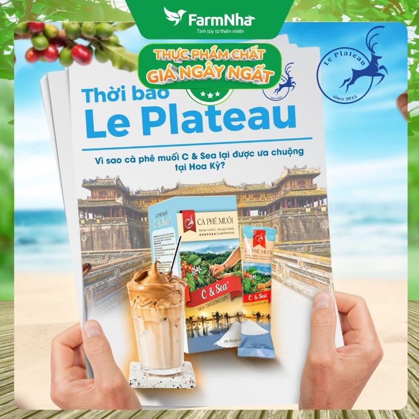 (Combo 5) Cà Phê Muối C & Sea 160gr Hộp 10góix16g Hòa Tan Le Plateau - Đậm Đà Mặn Mà Vị Biển