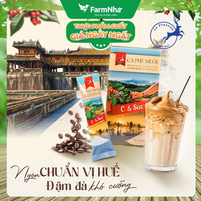 (Combo 5) Cà Phê Muối C & Sea 160gr Hộp 10góix16g Hòa Tan Le Plateau - Đậm Đà Mặn Mà Vị Biển