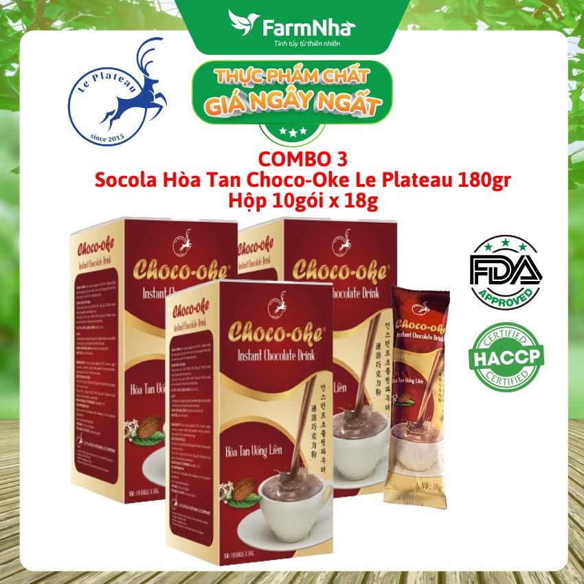 (Combo 5) Socola hòa tan Choco-Oke Le Plateau 180g 10góix18g - Cacao Daklak với kem sữa New Zealand