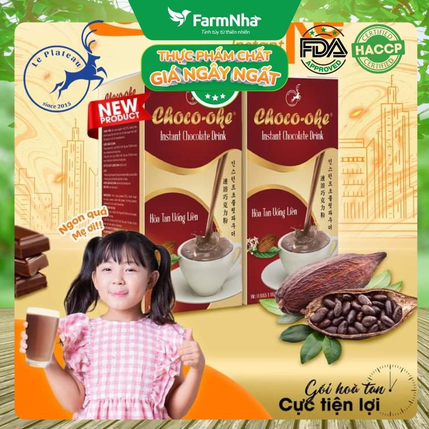 (Combo 5) Socola hòa tan Choco-Oke Le Plateau 180g 10góix18g - Cacao Daklak với kem sữa New Zealand