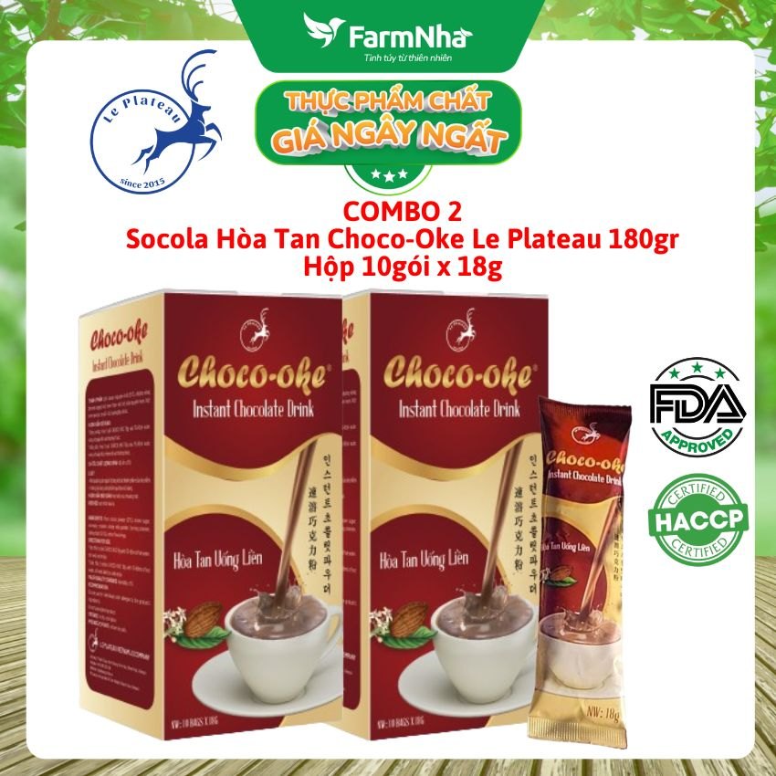 (Combo 5) Socola hòa tan Choco-Oke Le Plateau 180g 10góix18g - Cacao Daklak với kem sữa New Zealand