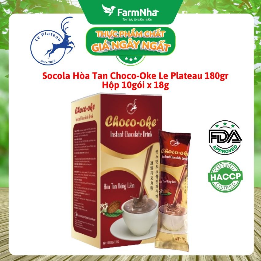 (Combo 5) Socola hòa tan Choco-Oke Le Plateau 180g 10góix18g - Cacao Daklak với kem sữa New Zealand