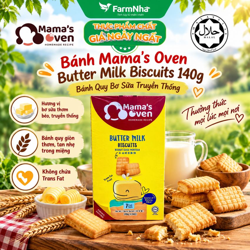 Bánh Mama’s Oven Butter Milk Biscuits 140g – Bánh Quy Bơ Sữa Giòn Ngon