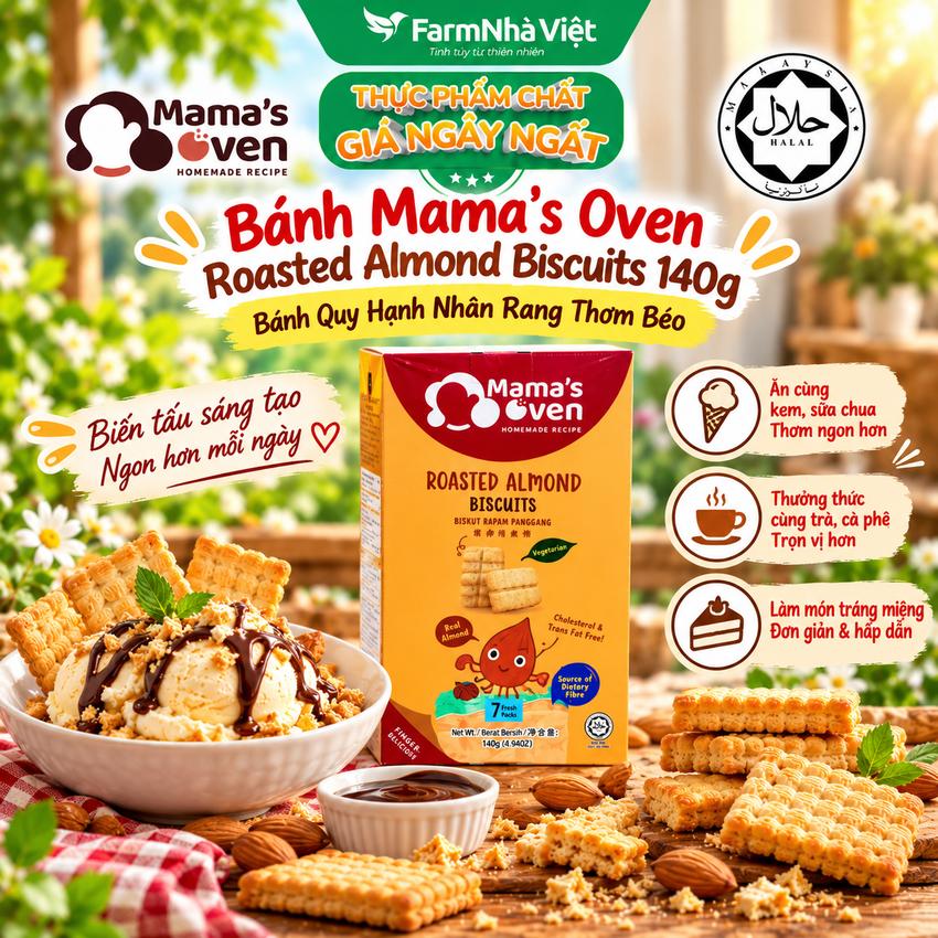 Bánh Mama's Oven Roasted Almond Biscuits 140g - Bánh Quy Hạnh Nhân Rang Thơm Giòn