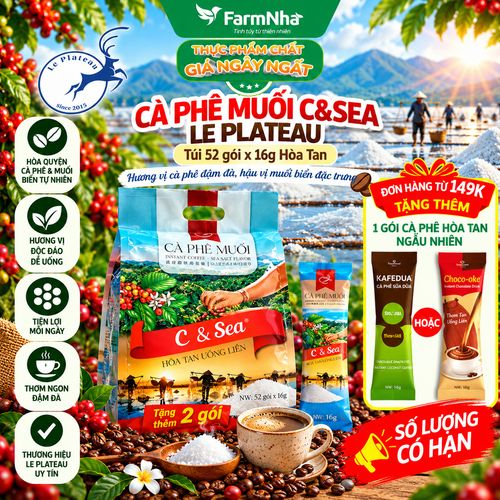 Cà Phê Muối hòa tan C & Sea Le Plateau Túi 832gr 52 gói x 16g - Đậm đà & Mặn mà vị biển