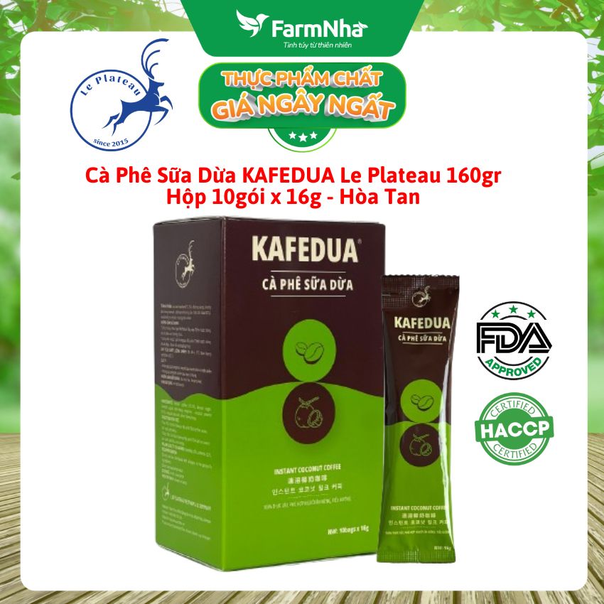 Cà Phê Sữa Dừa KAFEDUA Hộp 160gr 10 gói x 16gr Le Plateau - Hương Vị Thơm Ngon Đậm Đà và Cuốn Hút