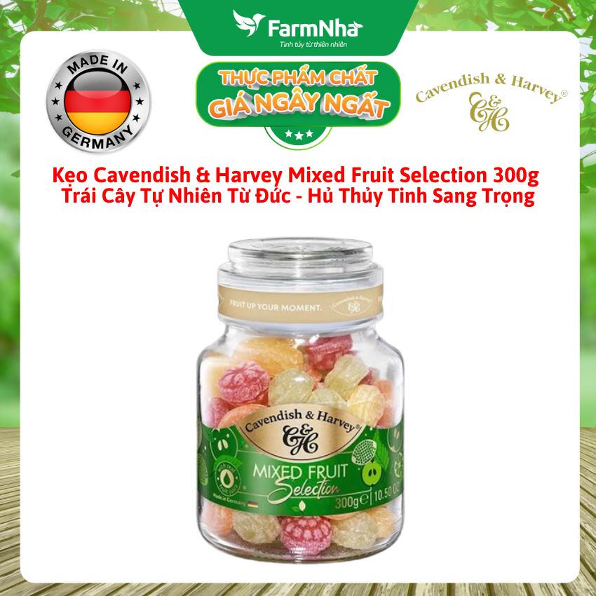 Kẹo Trái Cây Cavendish & Harvey Mixed Fruit Selection 300g Thủy Tinh Sang Trọng - Vị Trái Cây Tự Nhiên