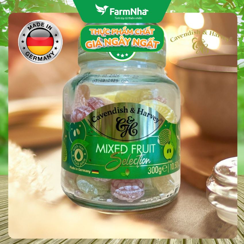 Kẹo Trái Cây Cavendish & Harvey Mixed Fruit Selection 300g Thủy Tinh Sang Trọng - Vị Trái Cây Tự Nhiên