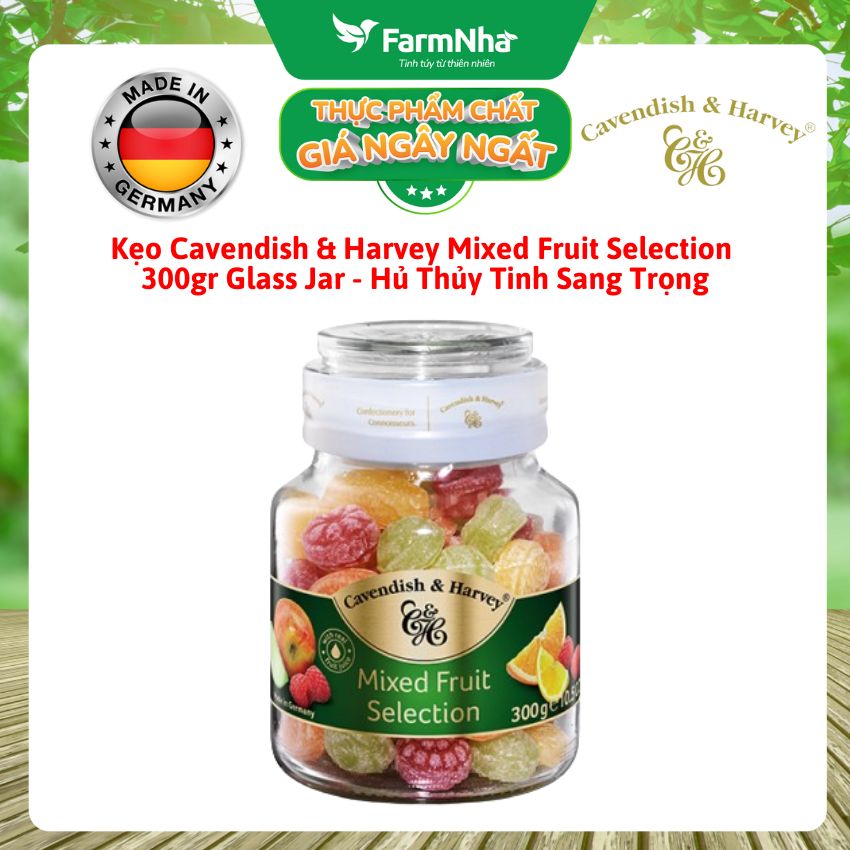 Kẹo Trái Cây Cavendish & Harvey Mixed Fruit Selection 300g Thủy Tinh Sang Trọng - Vị Trái Cây Tự Nhiên