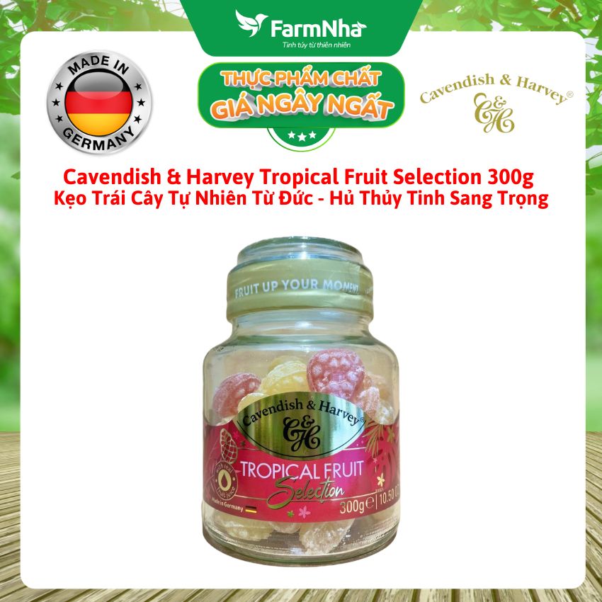 Kẹo Cavendish & Harvey Tropical Fruit 300g | Kẹo Trái Cây Đức Hũ Thủy Tinh Cao Cấp