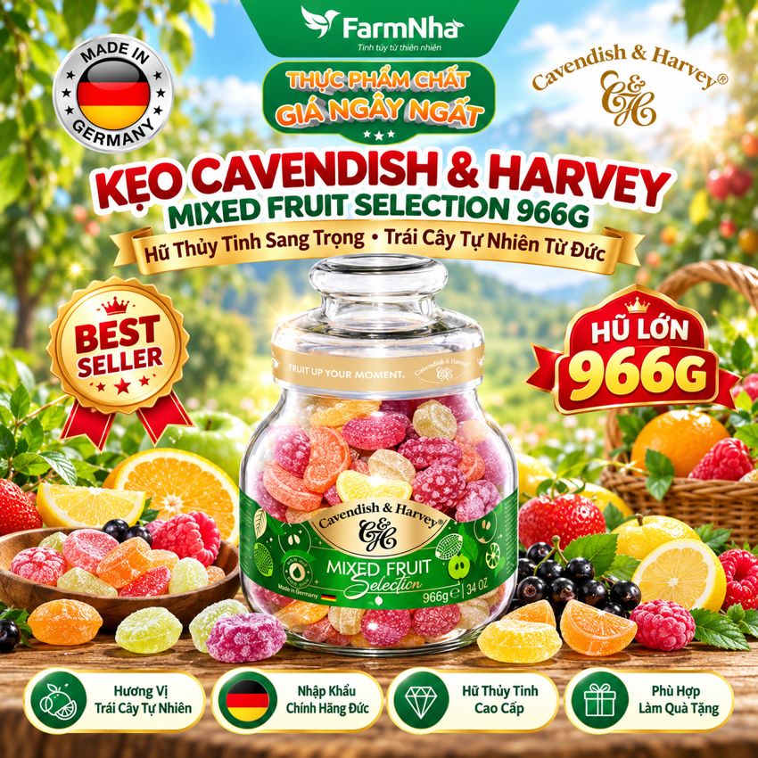 Kẹo Trái Cây Cavendish & Harvey Fruit Candy 966g - Hương vị trái cây tự nhiên tuyệt hảo