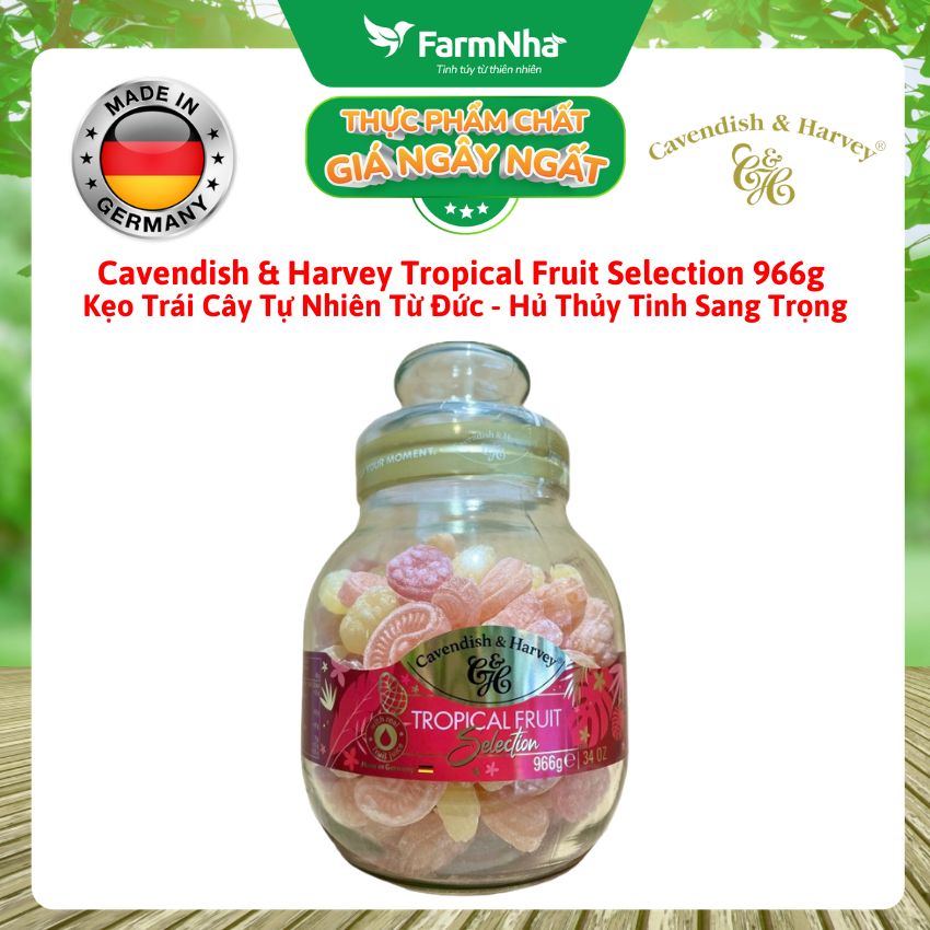 Kẹo Cavendish & Harvey Tropical Fruit 966g | Kẹo Trái Cây Đức Hũ Thủy Tinh Cao Cấp 