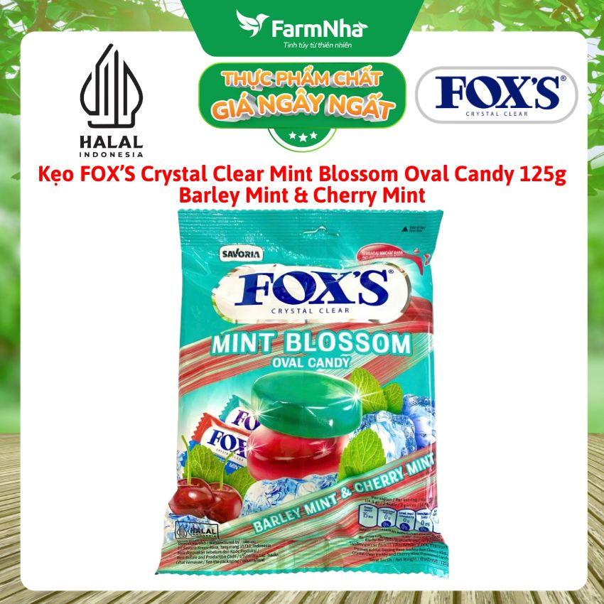 Kẹo Fox's Mint Blossom Oval Candy 125g BARLEY MINT & CHERRY MINT - Ngọt Ngào và Mát Lạnh