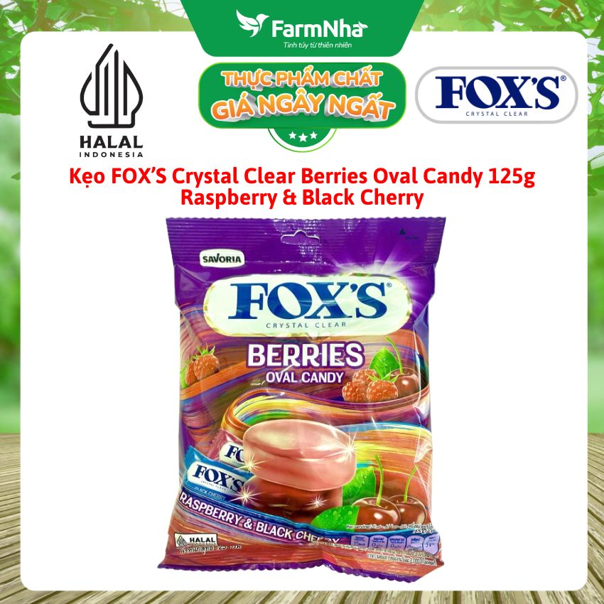 Kẹo FOX’S Berries Oval Candy 125g RASPBERRY & BLACK CHERRY - Vị trái cây tự nhiên hấp dẫn