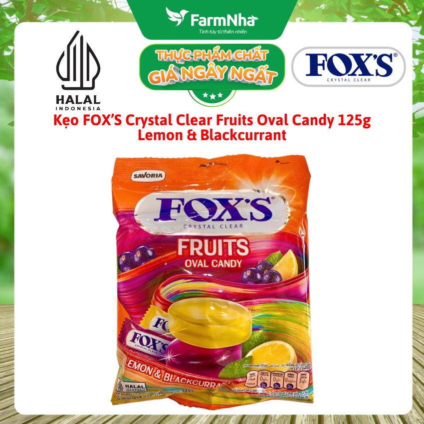 Kẹo FOX’S Fruits Oval Candy 125g LEMON & BLACKCURANT - Chua Ngọt Hài Hòa Khó Cưỡng