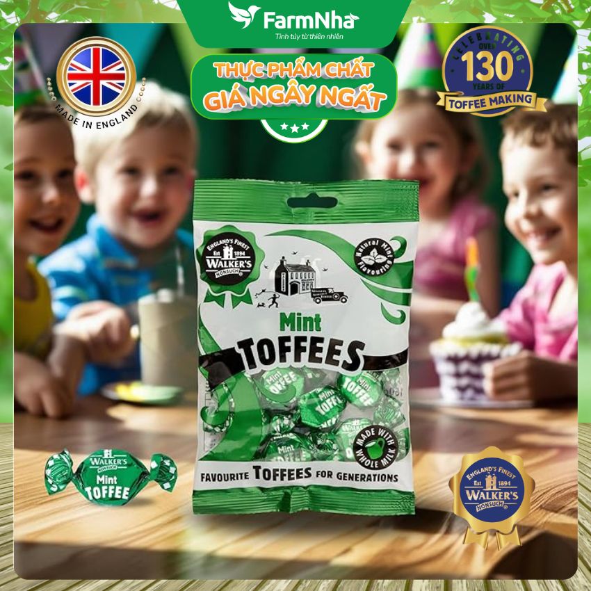 Kẹo Bơ Sữa Walker’s Toffees Mint 150gr – Bơ Sữa Ngọt Béo Kết Hợp Bạc Hà Mát Lạnh