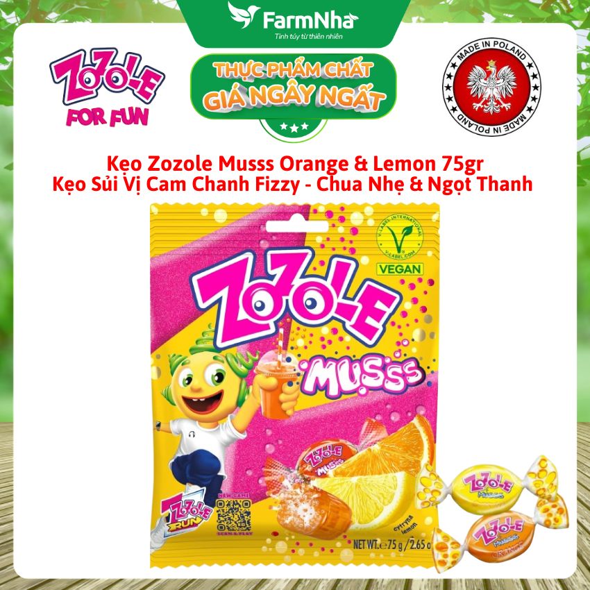 Kẹo Zozole Musss Orange & Lemon 75gr – Kẹo Sủi Fizzzy Vị Cam Chanh Cực Đã